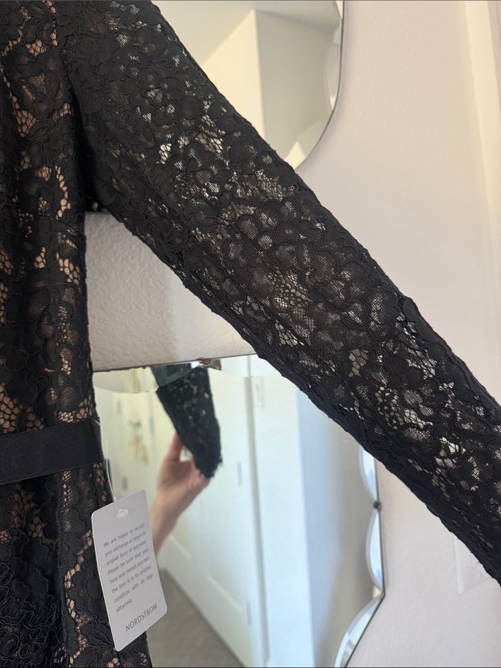 Tadashi Shoji Black Lace V-Neck Long-Sleeve Jumpsuit - Picture 4 of 10